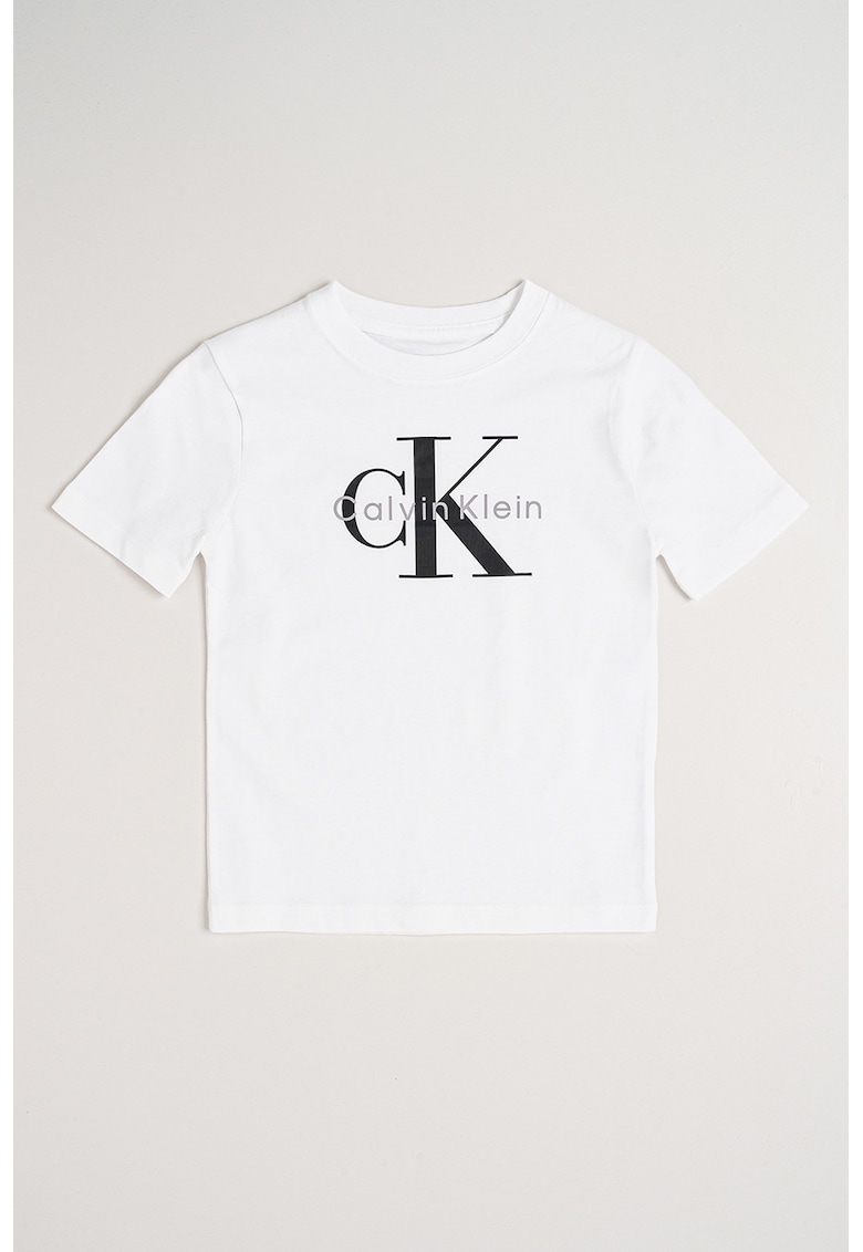 Tricou din bumbac organic cu imprimeu logo - Alb optic