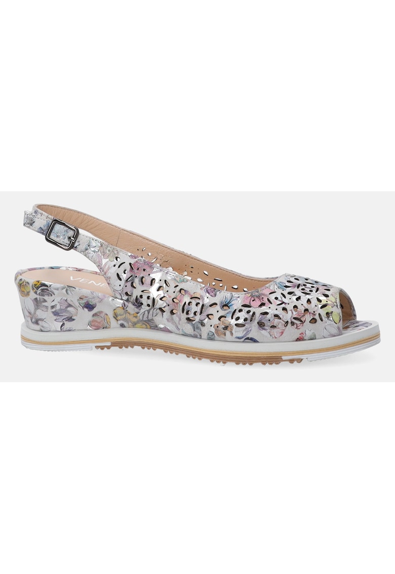 Sandale cu model floral si talpa wedge