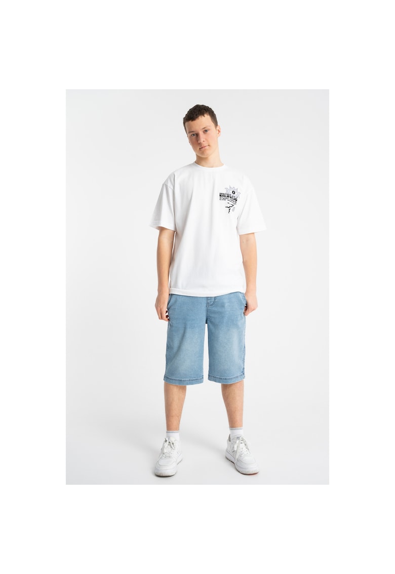 Tricou lejer cu imprimeu grafic si maneci cazute