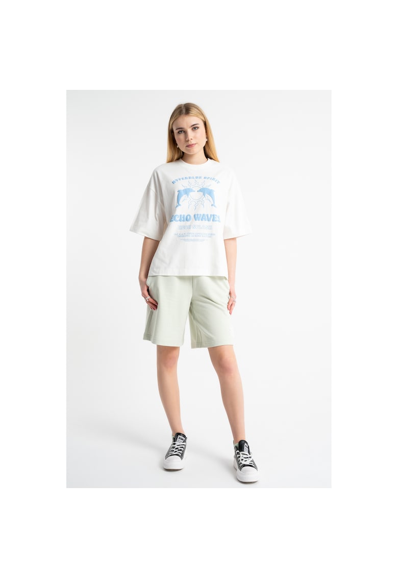 Pantaloni scurti verzi cu imprimeu minimalist Verde