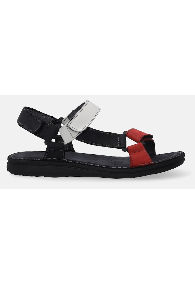 Sandale din piele nabuc - cu inchidere cu velcro
