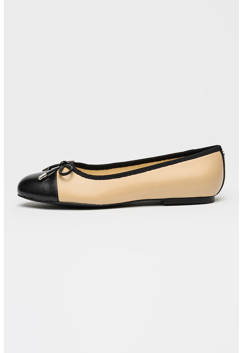 Balerini de piele cu aplicatie cap-toe Aster - Negru/Bej - NINE WEST - imagine 1