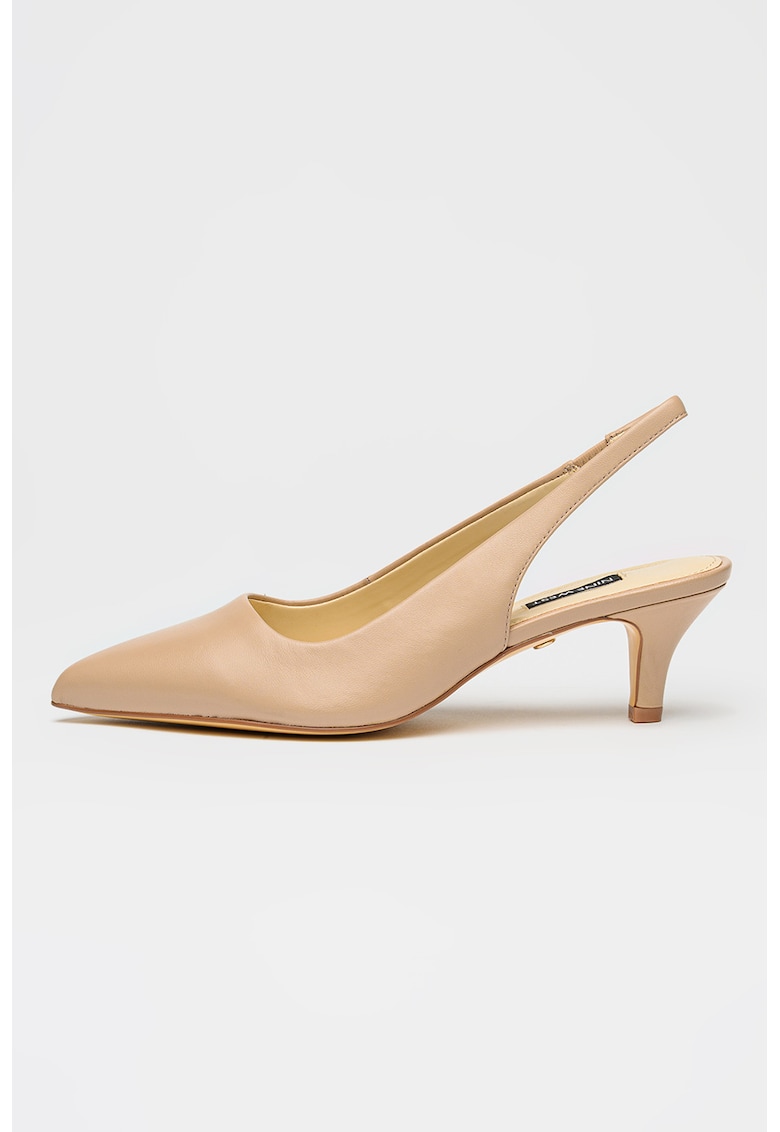 Pantofi slingback de piele cu varf ascutit Enty - Bej roscat - NINE WEST - imagine 1