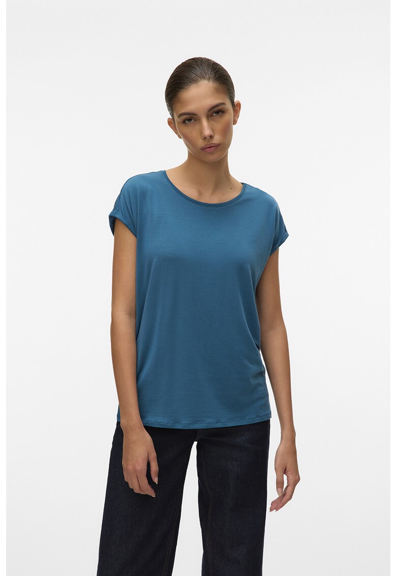 Tricou din amestec de lyocell Ava - Albastru petrol