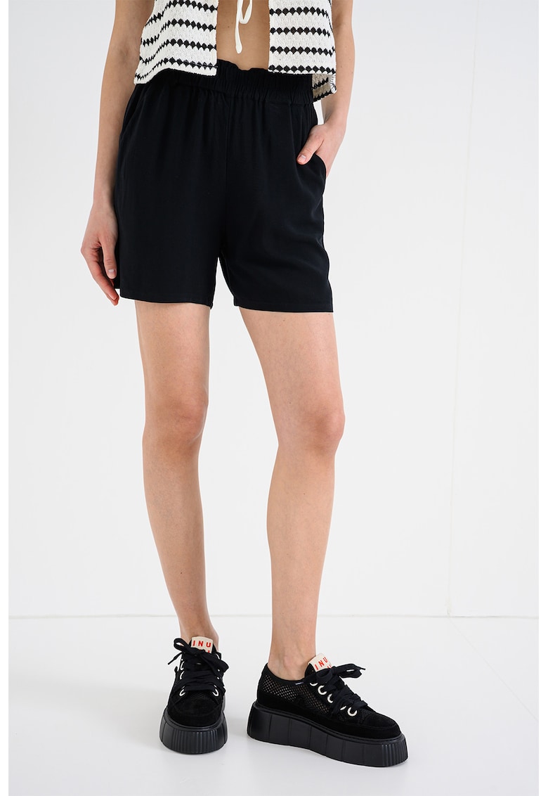 Pantaloni scurti cu imprimeu abstract - Negru