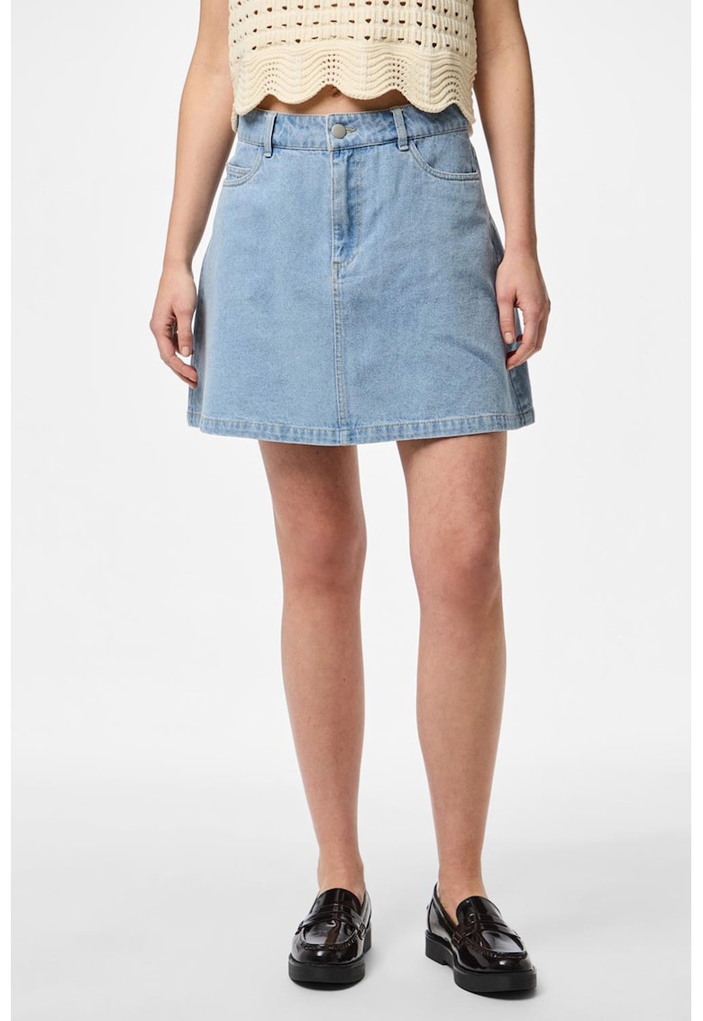 Fusta evazata de denim - Albastru deschis -