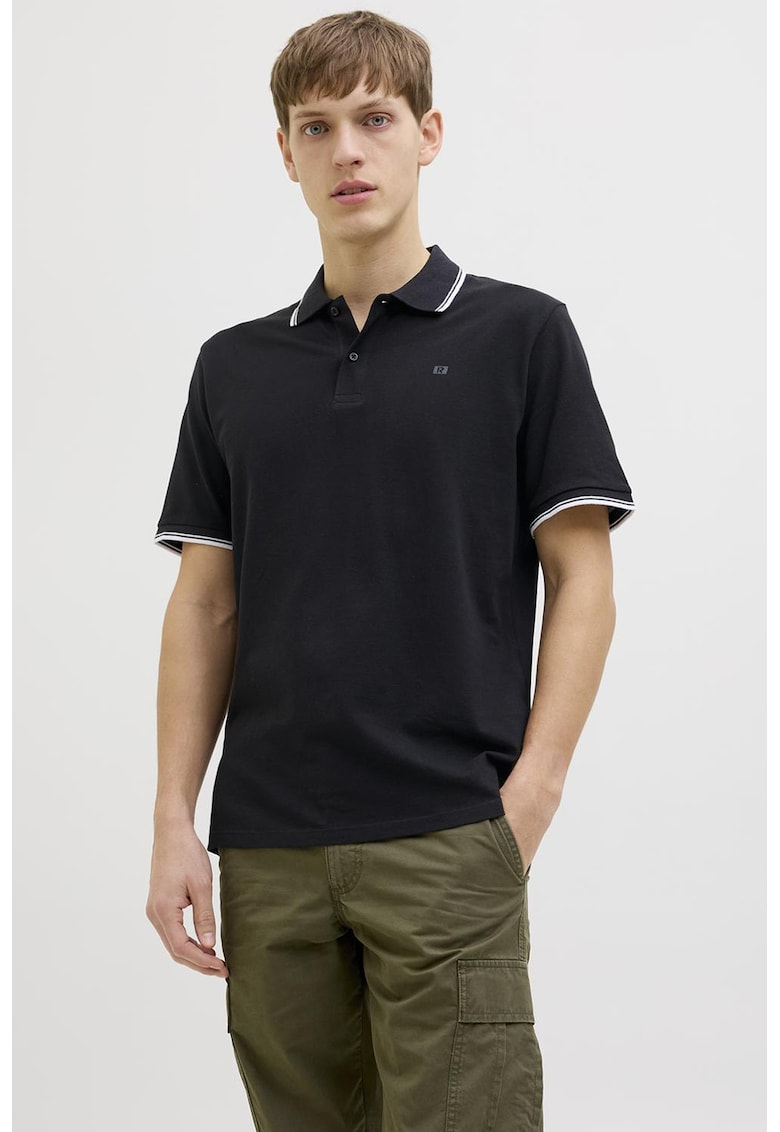 Tricou polo regular fit - Alb/Negru