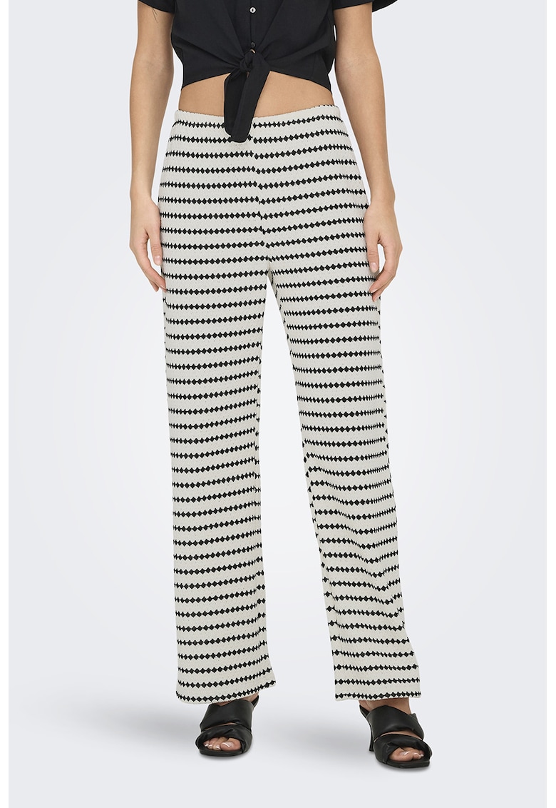 Pantaloni drepti din tricot - Negru/Alb murdar