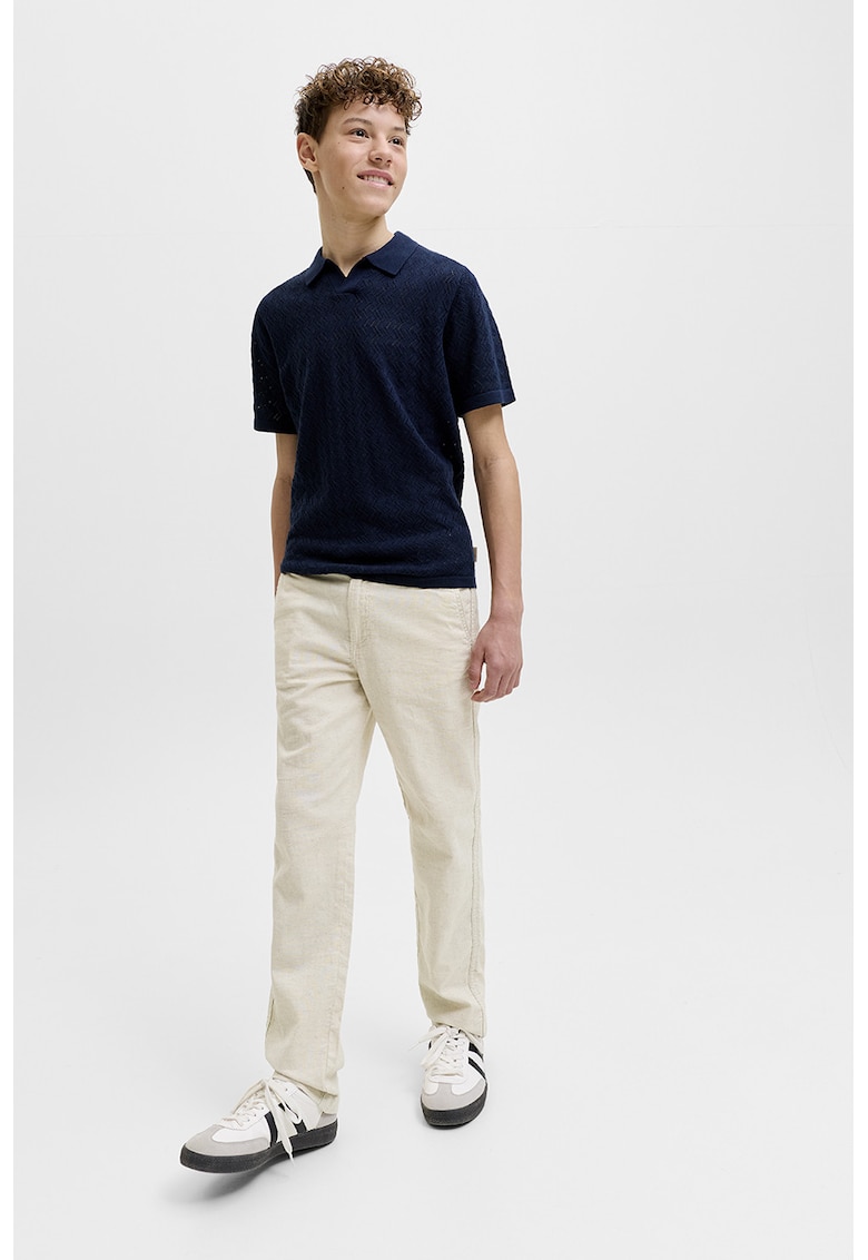 Pantaloni lungi din amestec de in si bumbac - Maro nisip -