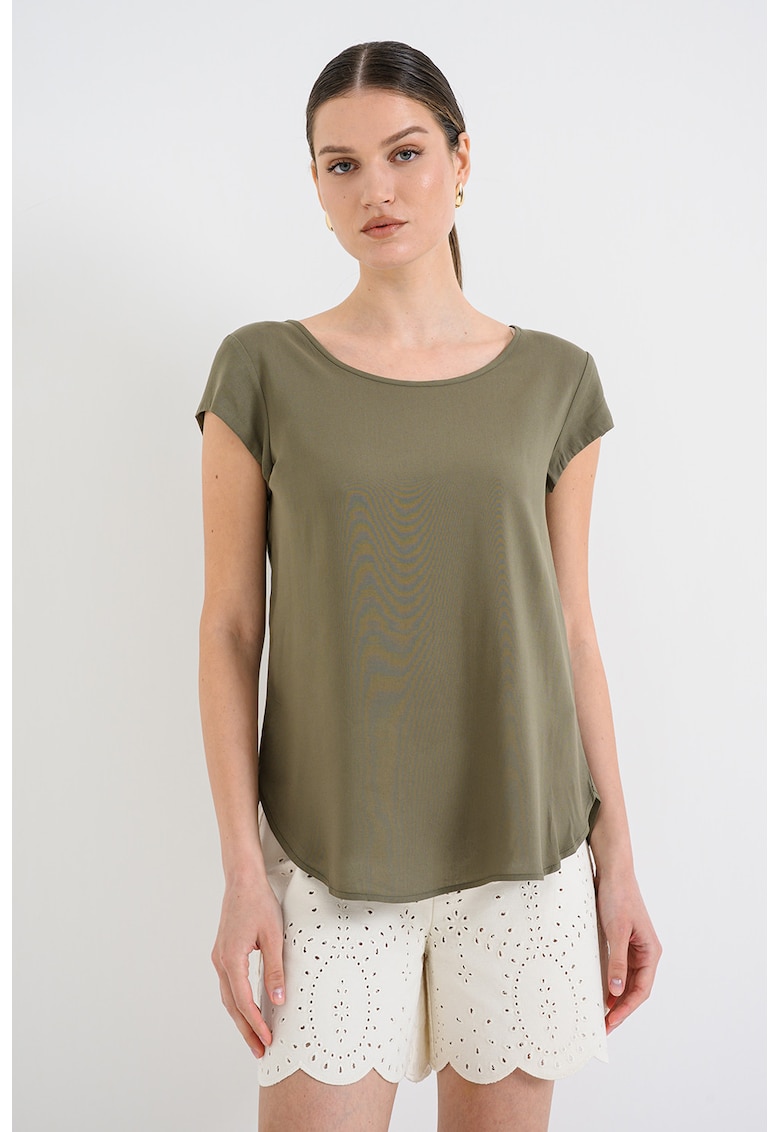 Bluza vaporoasa cu maneci scurte Nova - Verde masliniu
