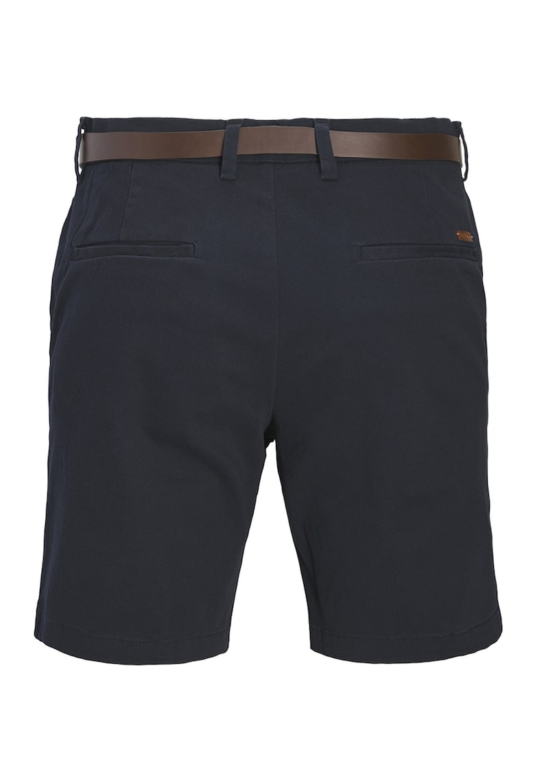 Pantaloni scurti chino din amestec de bumbac organic cu o curea - Albastru ultramarin