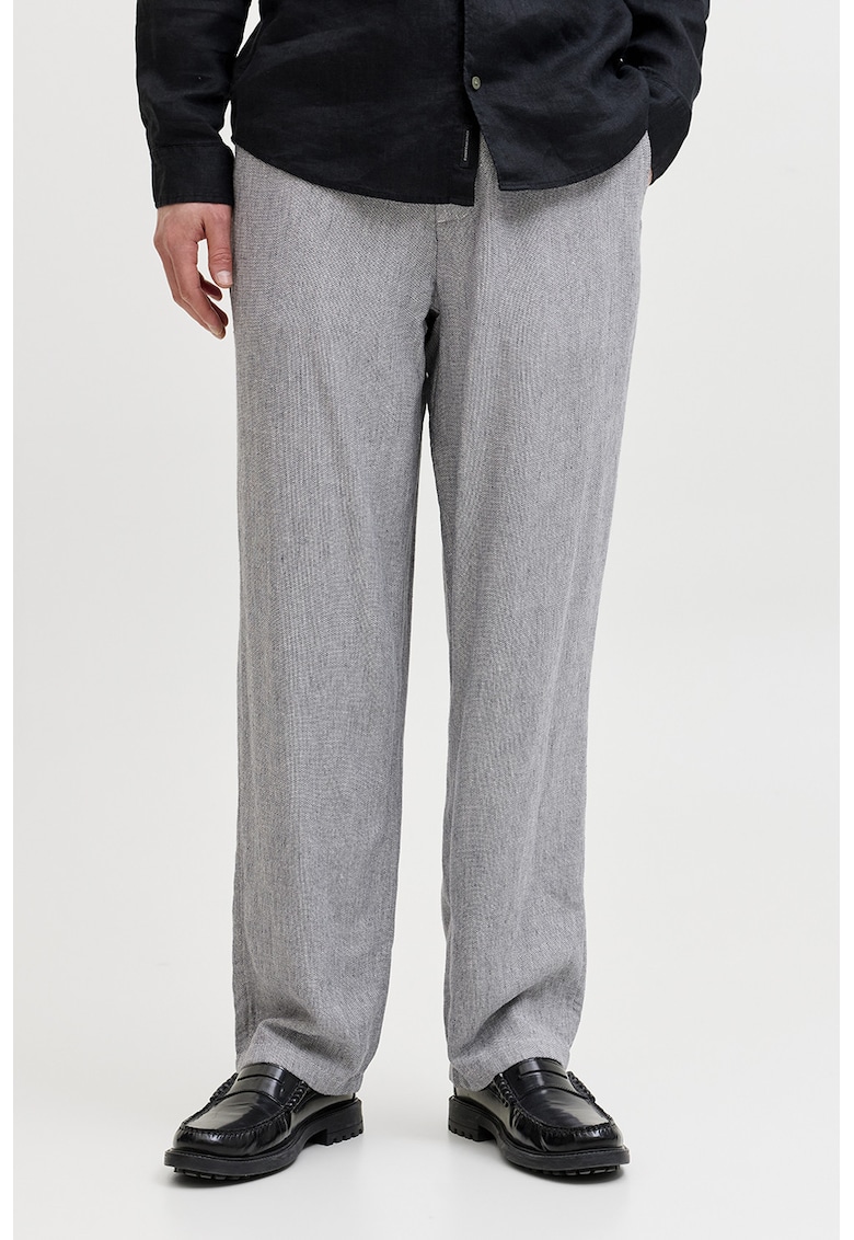Pantaloni chino din amestec de in cu croiala relaxed-fit
