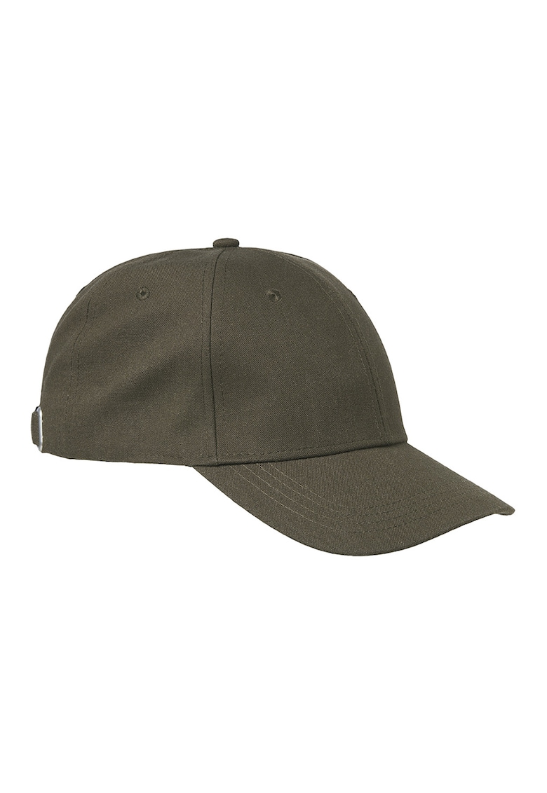 Sapca baseball din amestec de in cu logo lateral brodat - Verde inchis