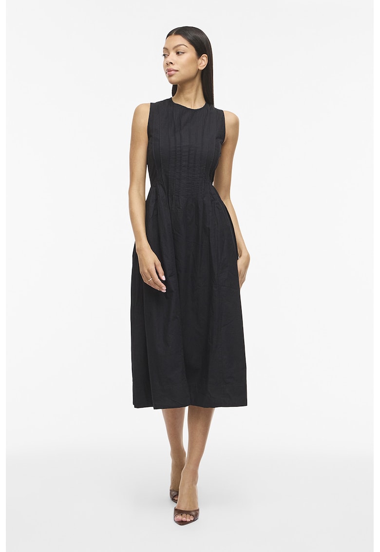 Rochie evazata fara maneci din bumbac organic - Negru -