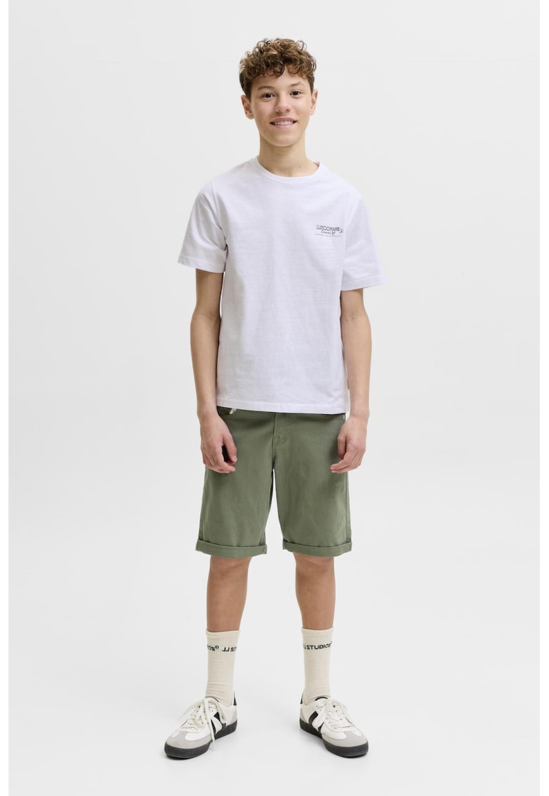 Pantaloni scurti din amestec de bumbac organic cu margini pliate - Negru