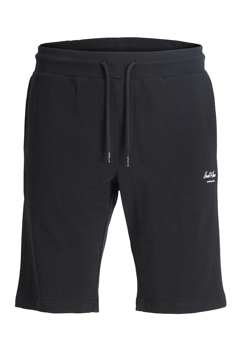 Pantaloni scurti cu snur si buzunare laterale - Negru