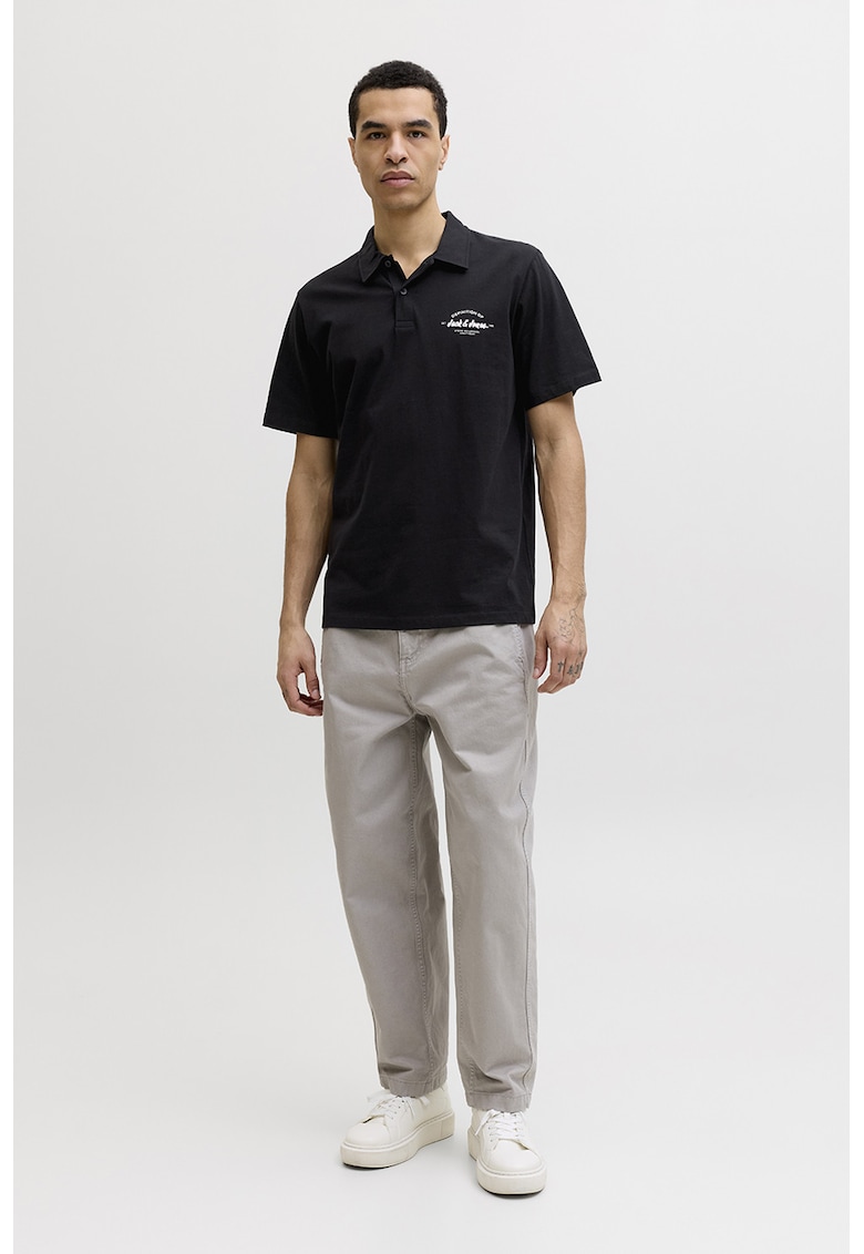 Tricou polo cu imprimeu logo pe piept Brandon - Negru