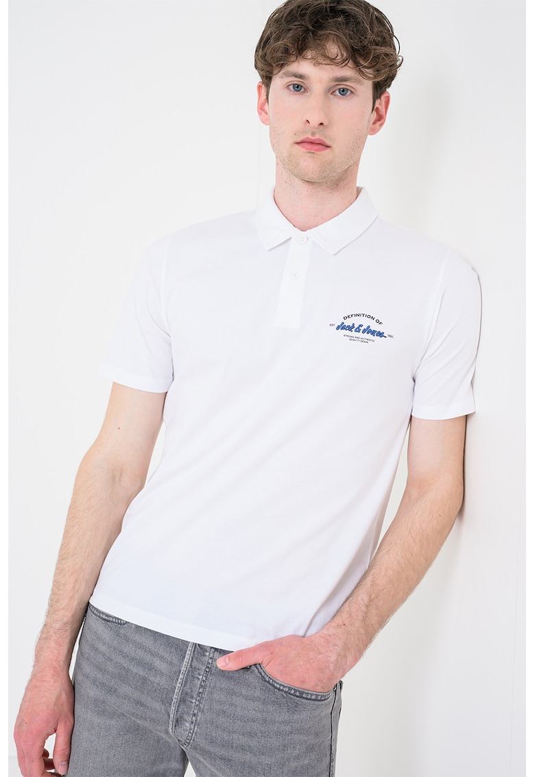 Tricou polo cu imprimeu logo pe piept Brandon - Alb