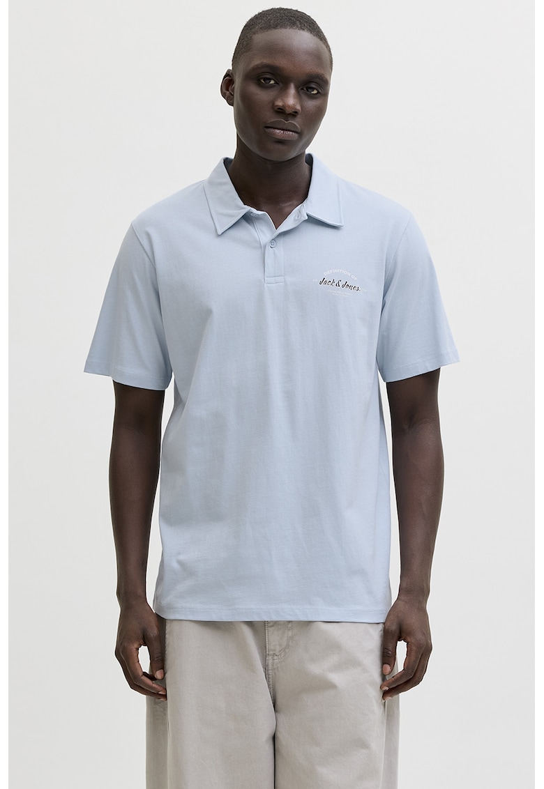 Tricou polo cu imprimeu logo pe piept Brandon - Albastru azur