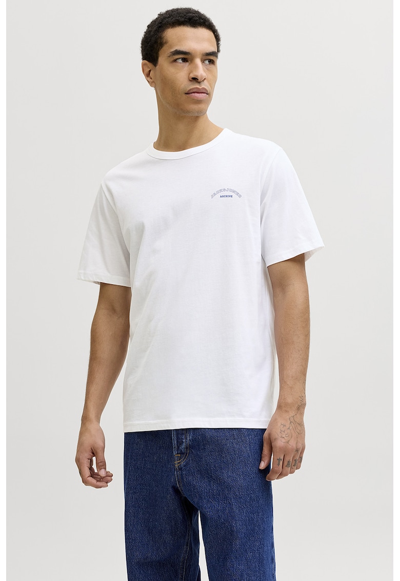 Tricou de bumbac organic cu logo discret - Alb optic -