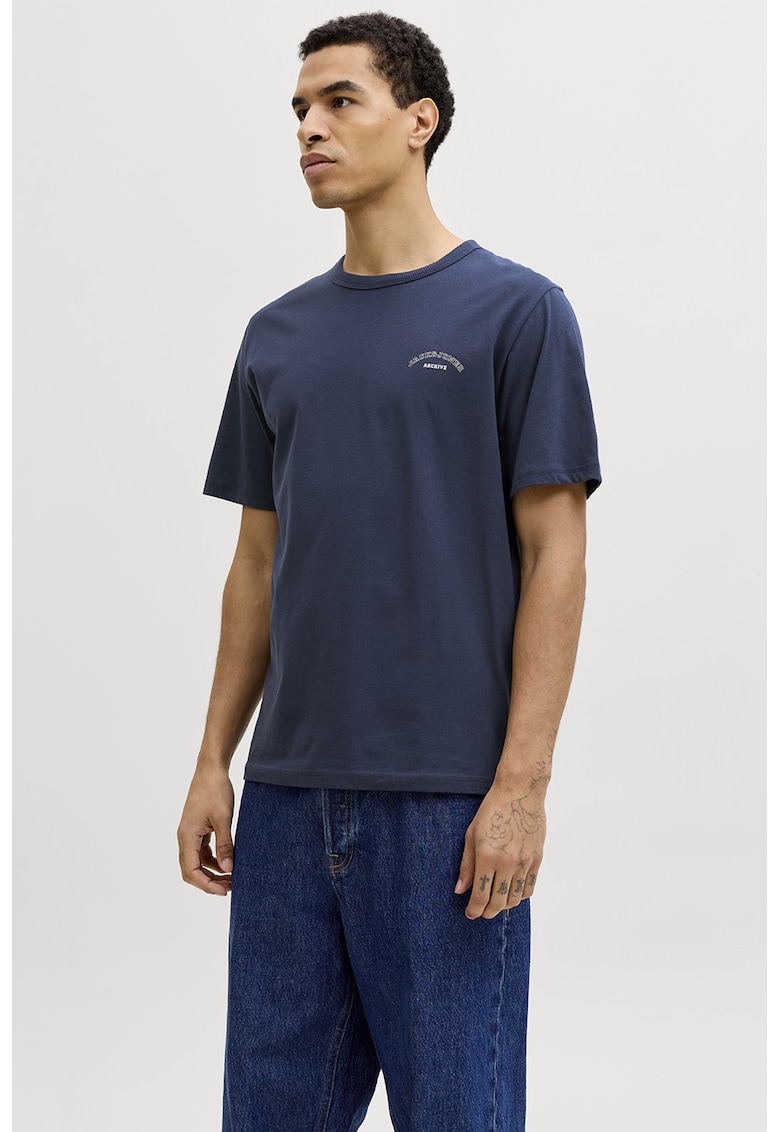 Tricou de bumbac organic cu logo discret - Bleumarin
