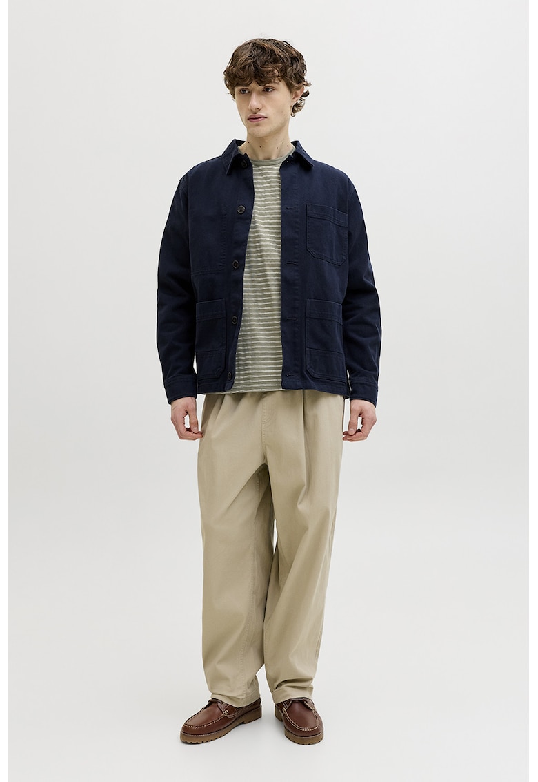 Tricou in dungi cu decolteu la baza gatului - Alb/Verde