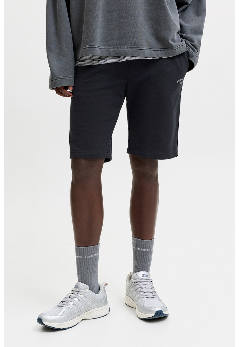 Pantaloni scurti de trening cu imprimeu logo - Negru stins