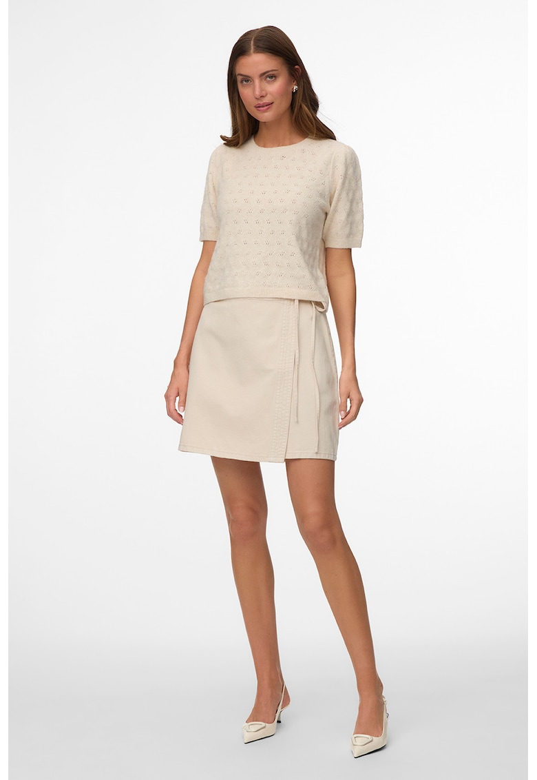 Fusta mini de denim - Crem