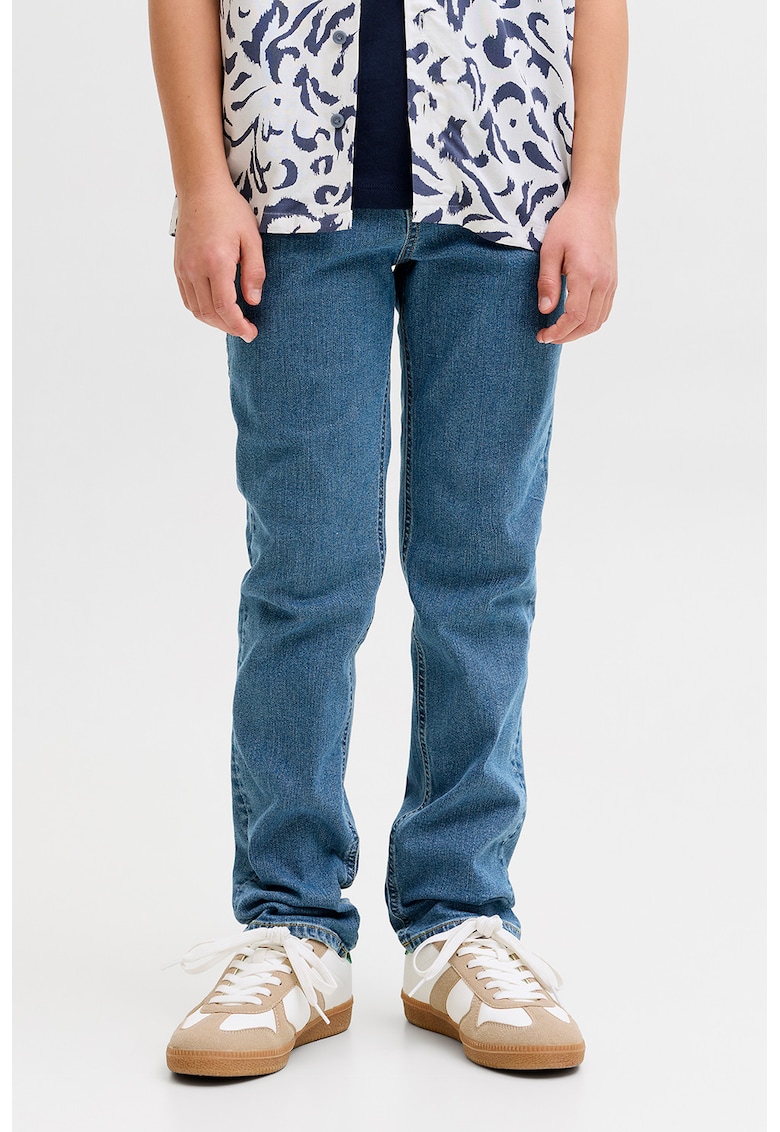 Blugi regular fit cu model uni - Albastru
