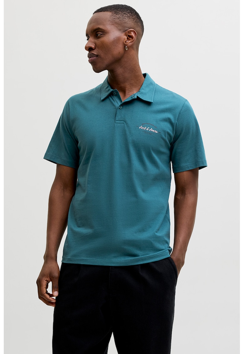 Tricou polo cu imprimeu logo pe piept Brandon - Albastru petrol