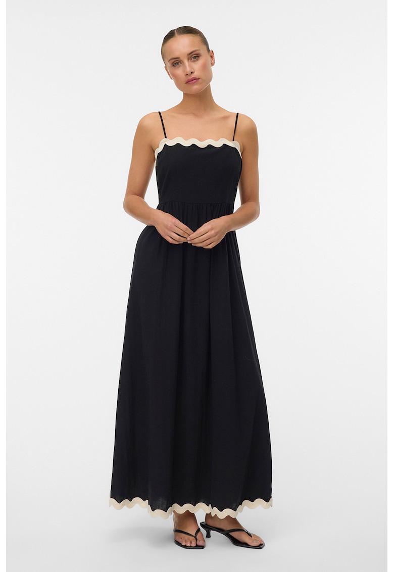 Rochie lunga cu bretele inguste - Negru