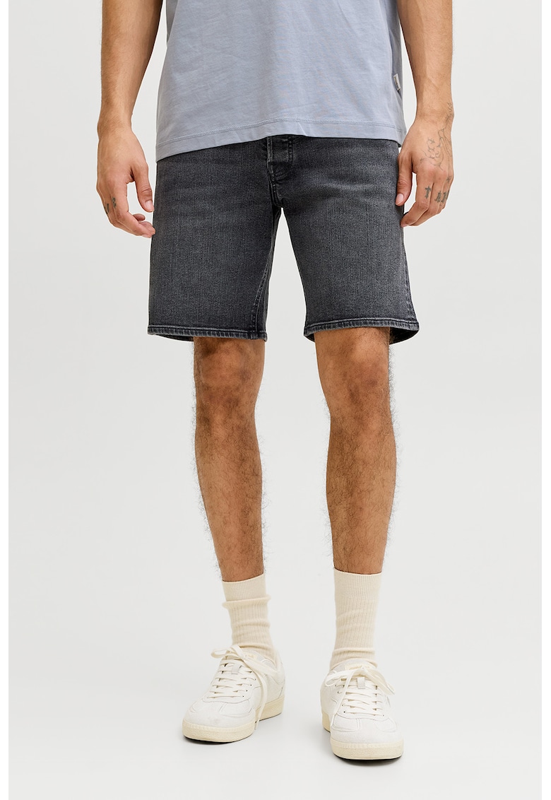 Blugi scurti cu model uni - Gri inchis
