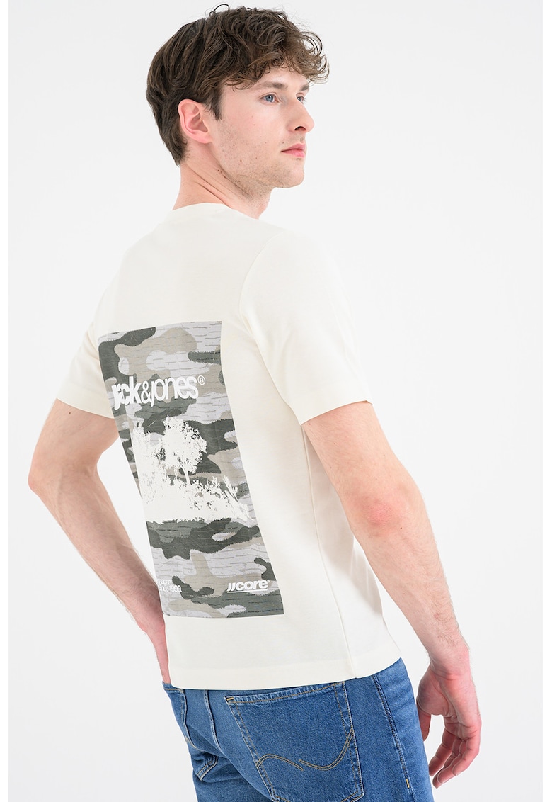 Tricou cu imprimeu logo camuflaj - Alb murdar