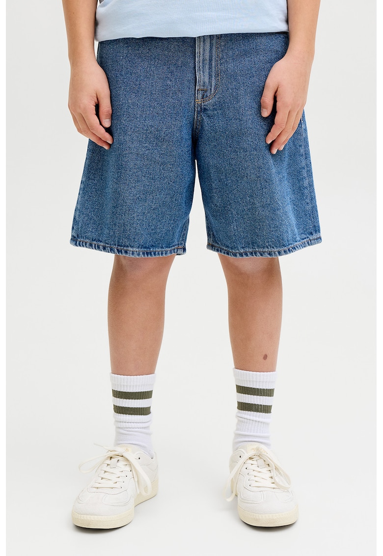 Bermude scurte evazate din denim - Albastru