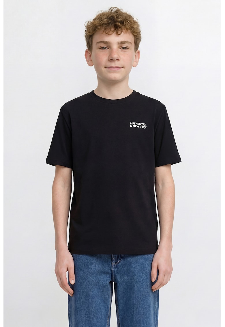 Tricou din bumbac cu imprimeu text - Negru
