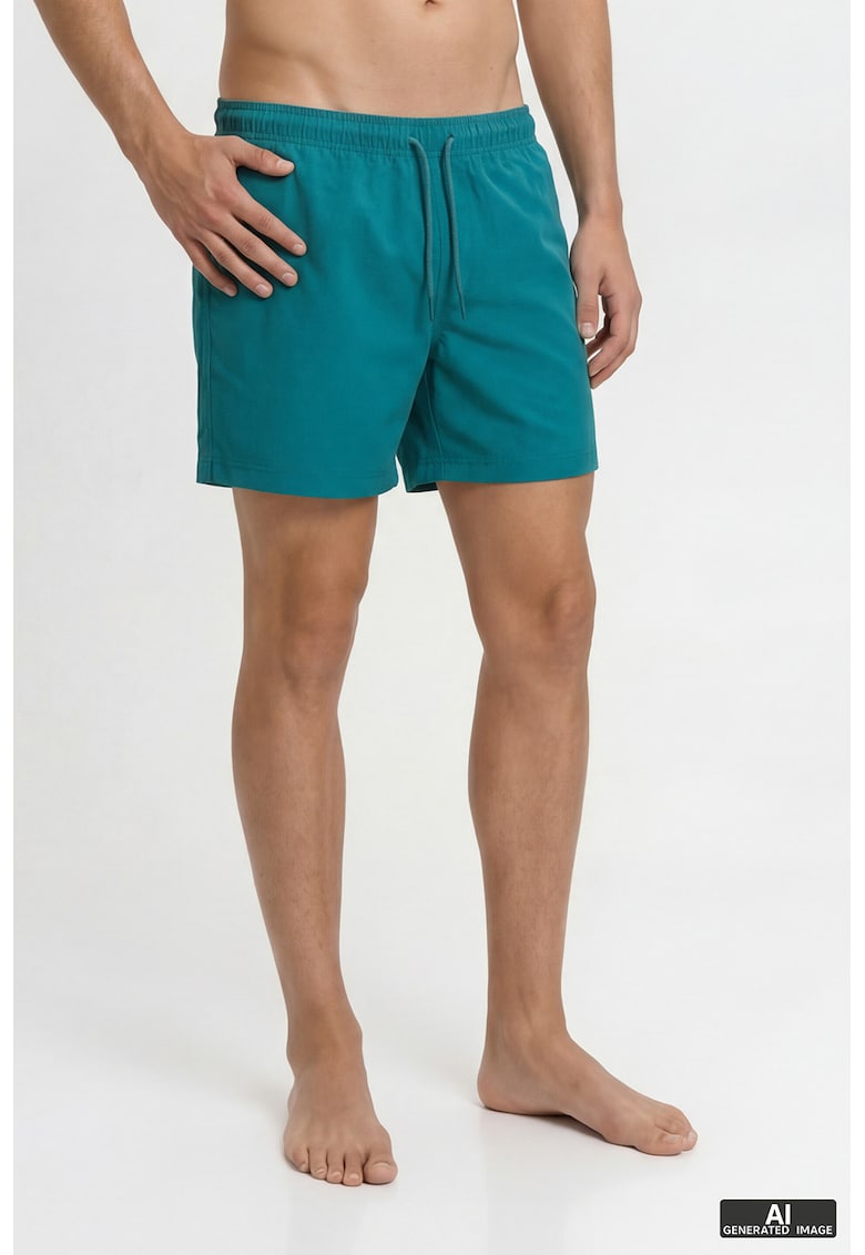 Pantaloni scurti de baie cu imprimeu logo - Verde persan