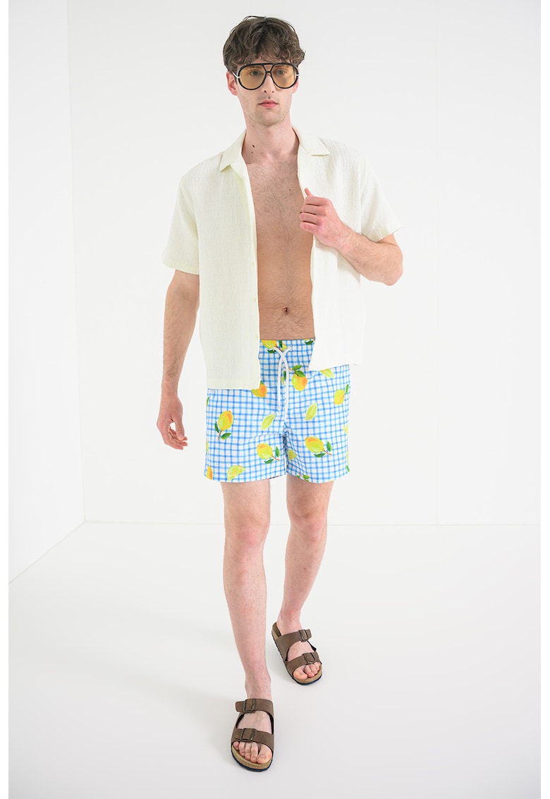 Bermude de baie cu model - Galben/Turcoaz