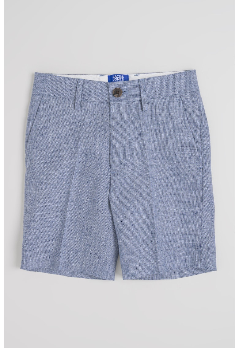 Pantaloni scurti din amestec de in - Albastru melange
