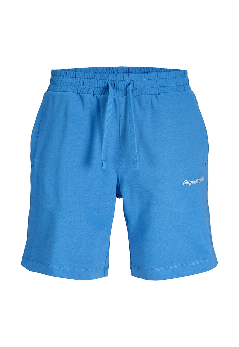 Pantaloni scurti de trening cu snur de ajustare in talie - Albastru deschis -