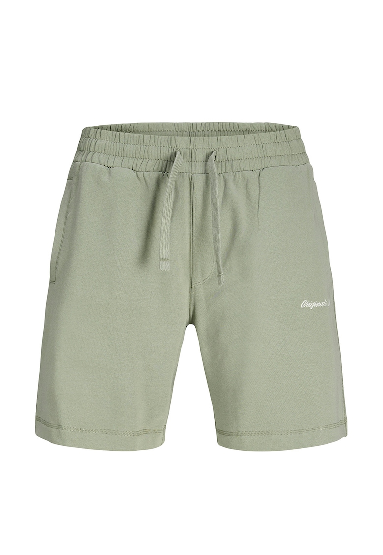 Pantaloni scurti de trening cu snur de ajustare in talie - Verde pal