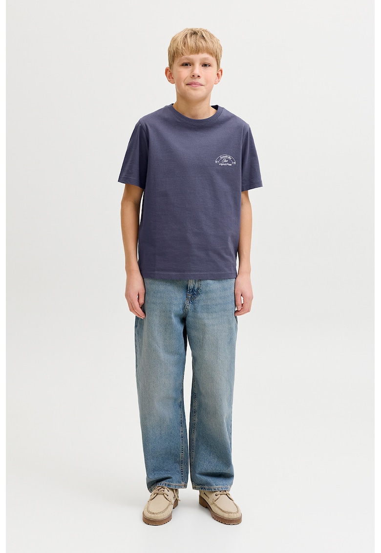 Tricou cu imprimeu text si foto - Albastru indigo -