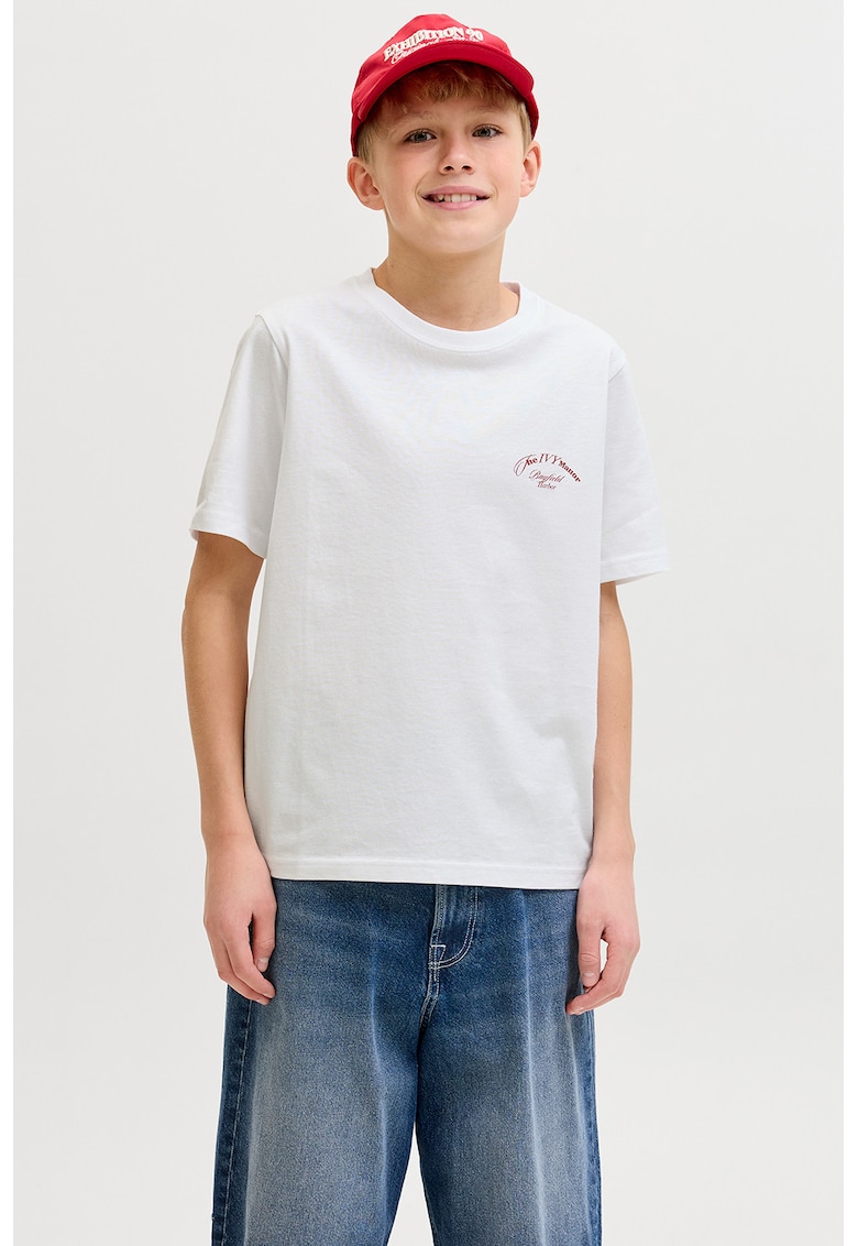 Tricou cu imprimeu text si foto - Alb -
