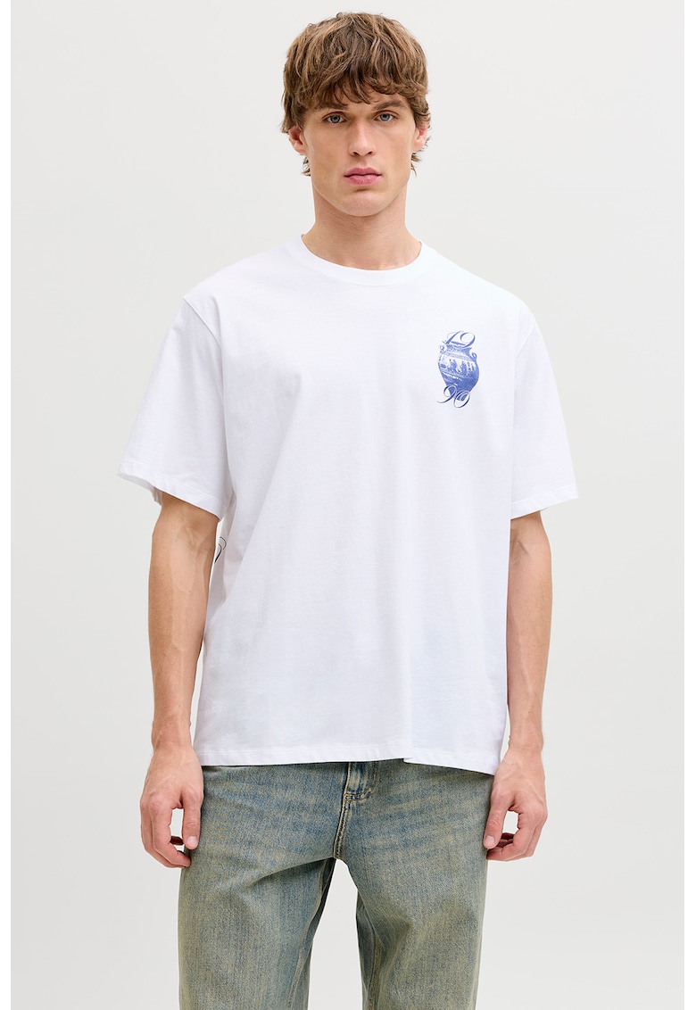 Tricou lejer din bumbac organic cu imprimeu - Alb optic