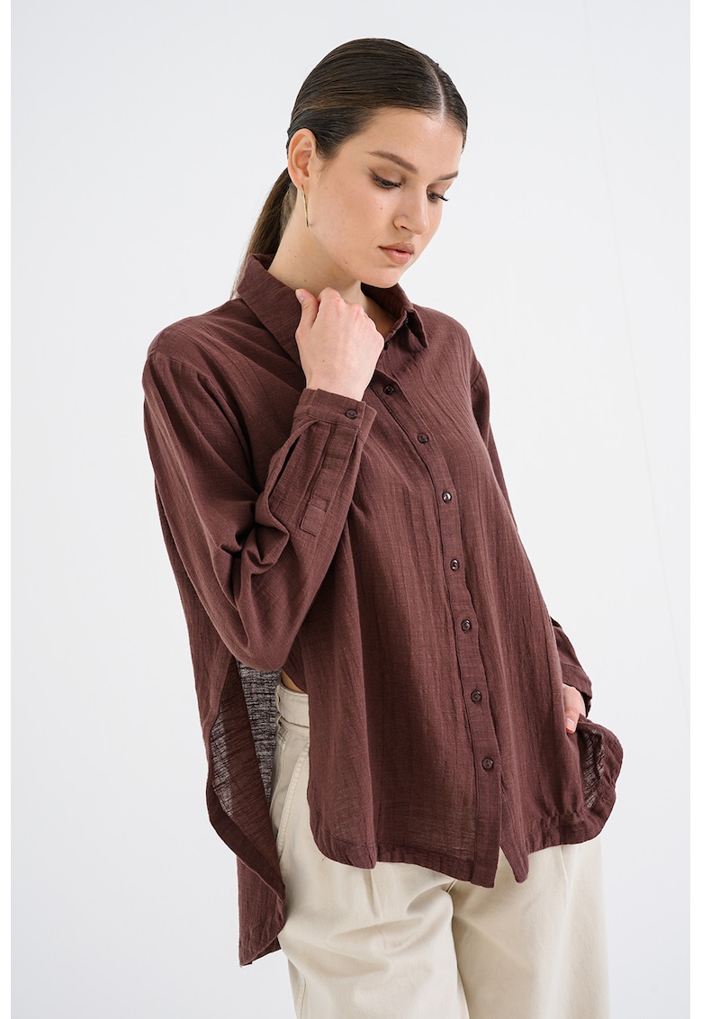 Tricou lejer din bumbac organic - Maro scortisoara