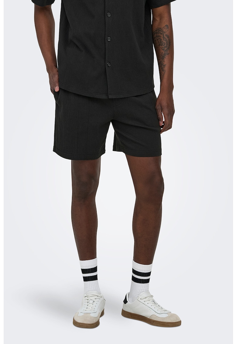 Pantaloni scurti din amestec de bumbac - Negru -