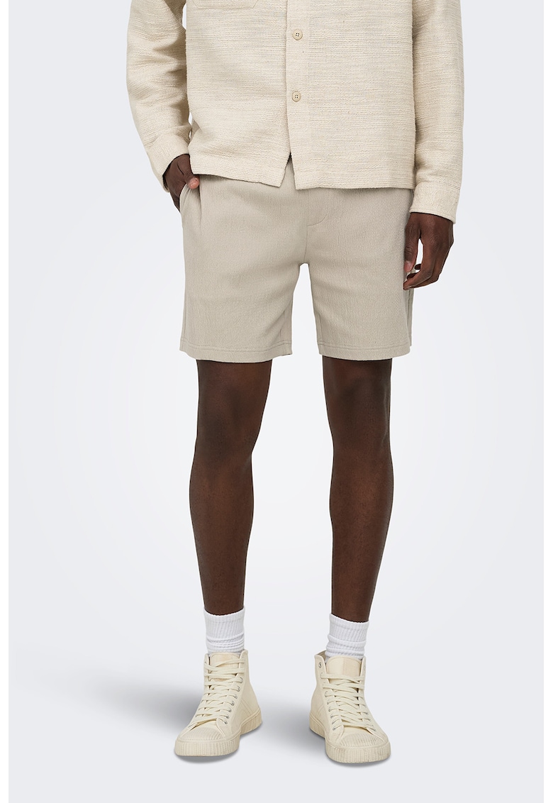 Pantaloni scurti din amestec de bumbac - Bej deschis -