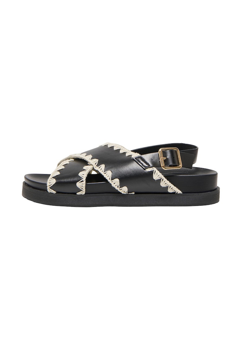 Sandale cu detalii brodate Normcore - Alb - Negru -