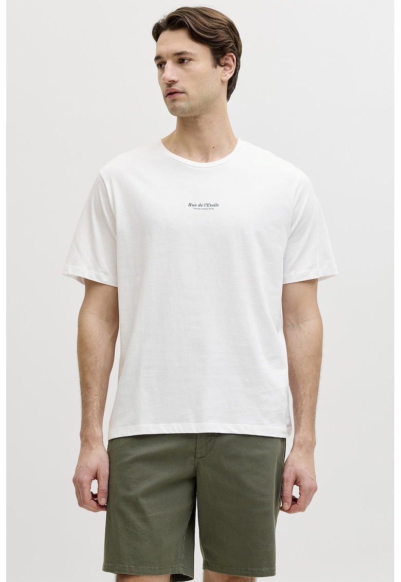 Tricou din bumbac cu imprimeu pe partea din spate - Verde pal/Alb optic