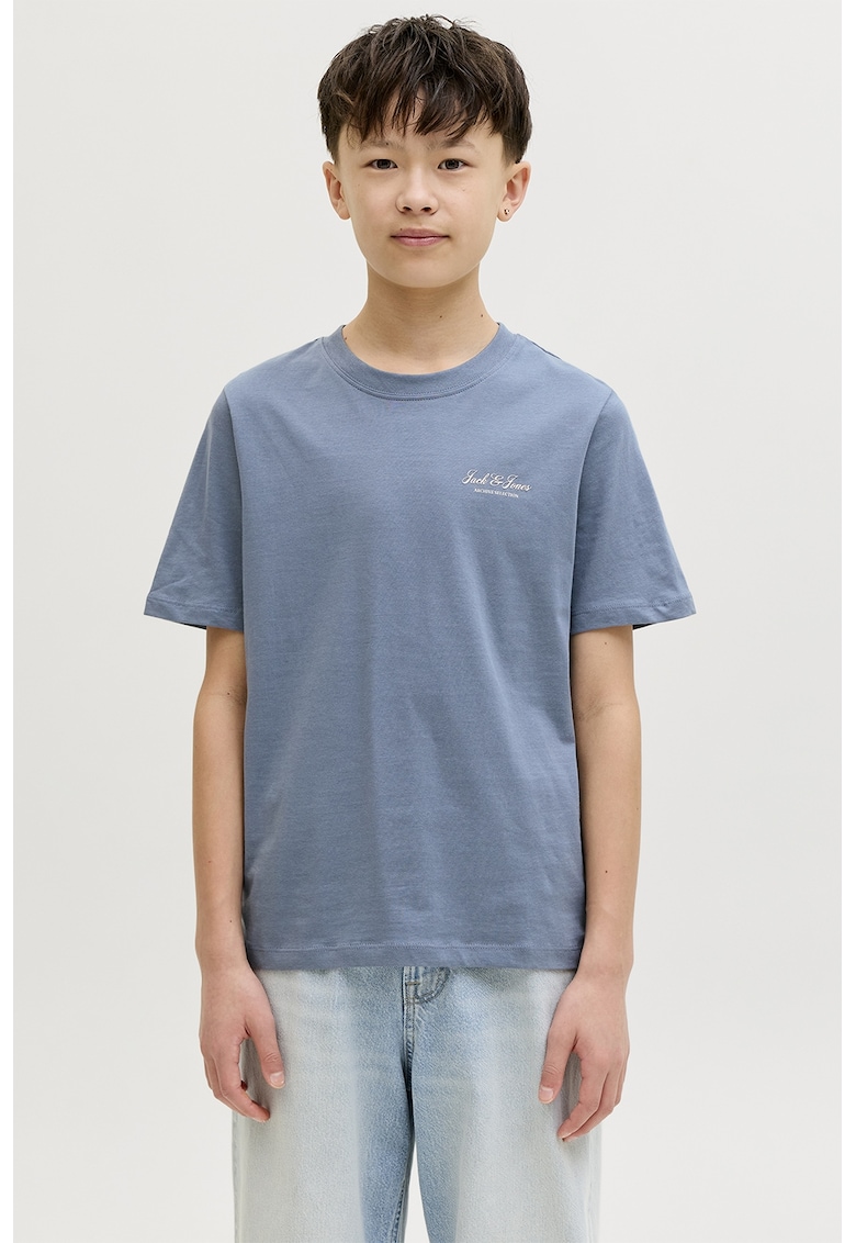 Tricou din bumbac organic cu imprimeu logo discret - Albastru inchis