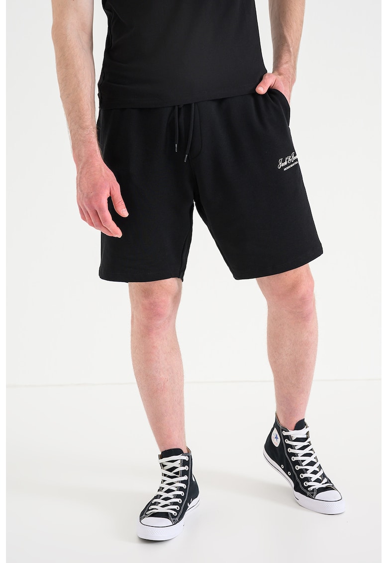 Pantaloni scurti de trening din amestec de bumbac organic si buzunare Archive - Negru
